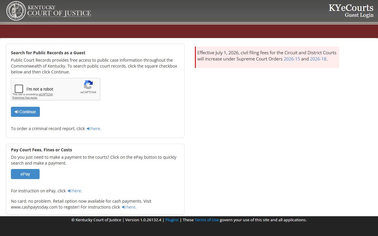 Graves County court records KYeCourts public records guest login