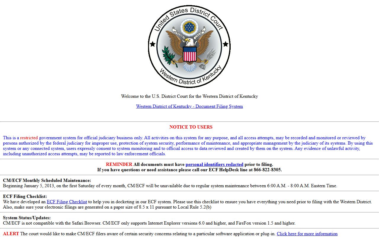 Graves County court records Western District CM ECF access