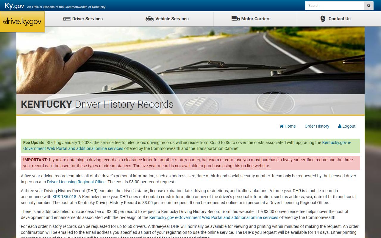 Graves County traffic court records Kentucky driver history portal