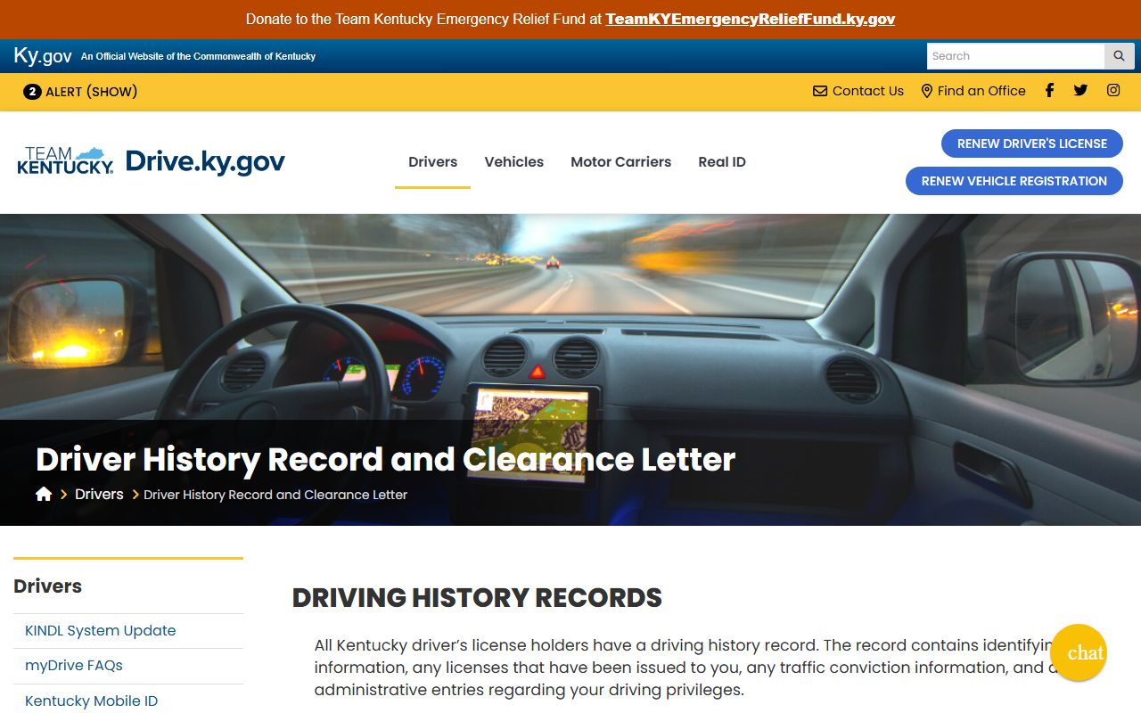Graves County traffic court records KYTC DHR page